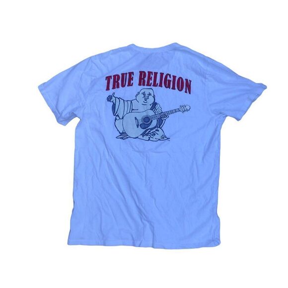 TRUE Religion T Shirt Buddha BIG LOGO Large White - Picture 3 of 7